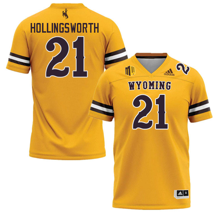 Wyoming Cowboys #21 Jeremy Hollingsworth College Football Jerseys Stitched Sale-Gold